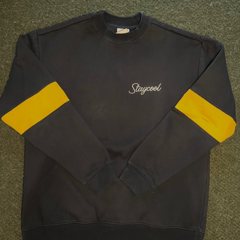Staycool Men's Navy Blue and Yellow Sweatshirt